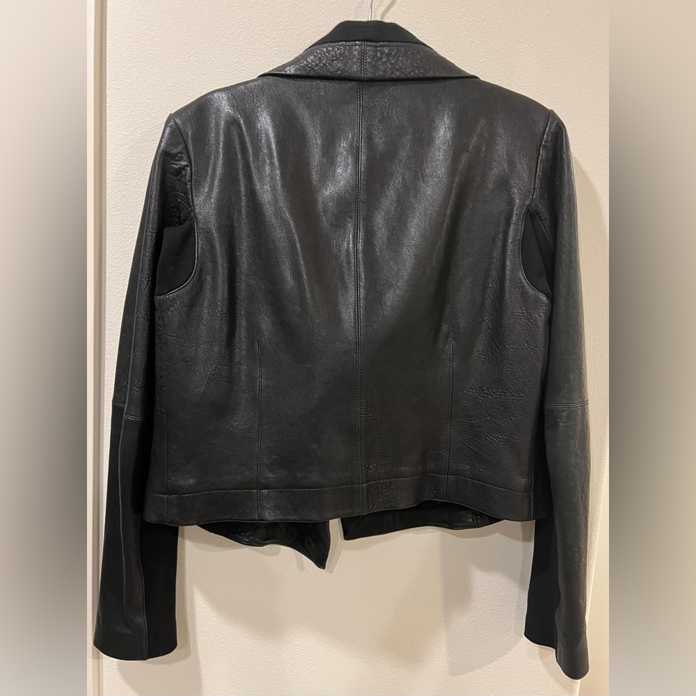 RESERVED LISTING Veda Black Leather Jacket Max Classic Large L Lambskin Moto - Picture 7 of 15